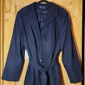 🖤Braetan Sleek Black Mid LengthTrench Coat for Women XXL